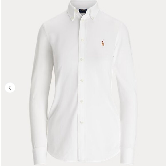 Slim Fit Knit Cotton Oxford Shirt - Picture 5 of 7